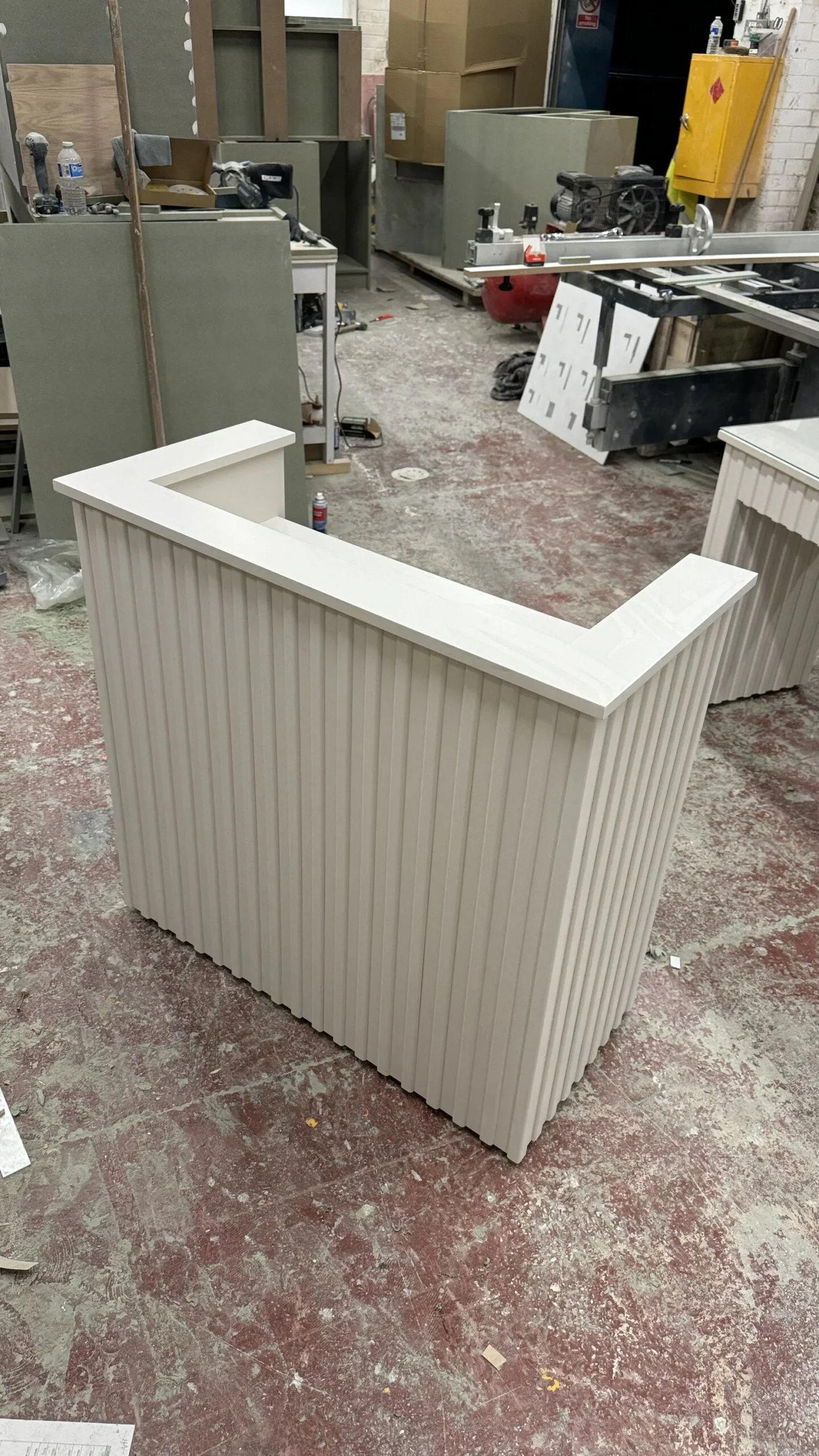 Small Reception Desk, Reeded Design with cupboard
