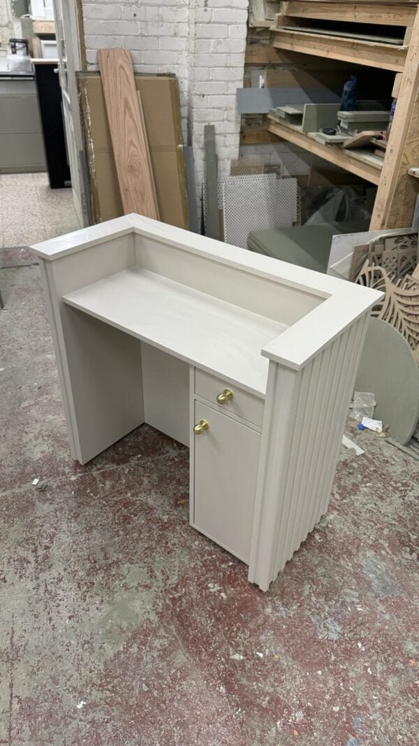 Small Reception Desk, Reeded Design with cupboard