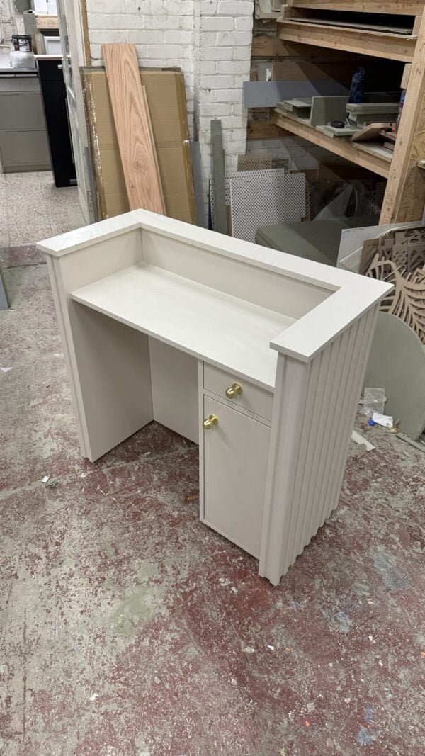 Small Reception Desk, Reeded Design with cupboard