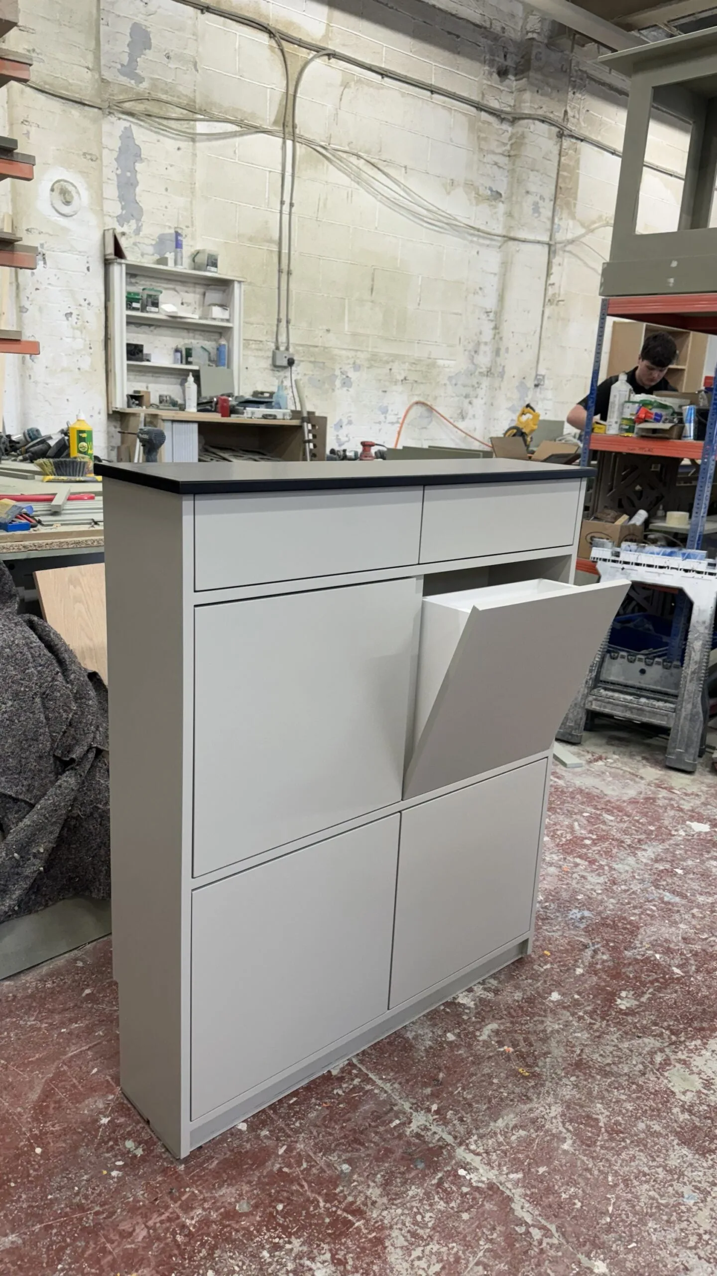 Fold Down Shoe Storage With Drawers