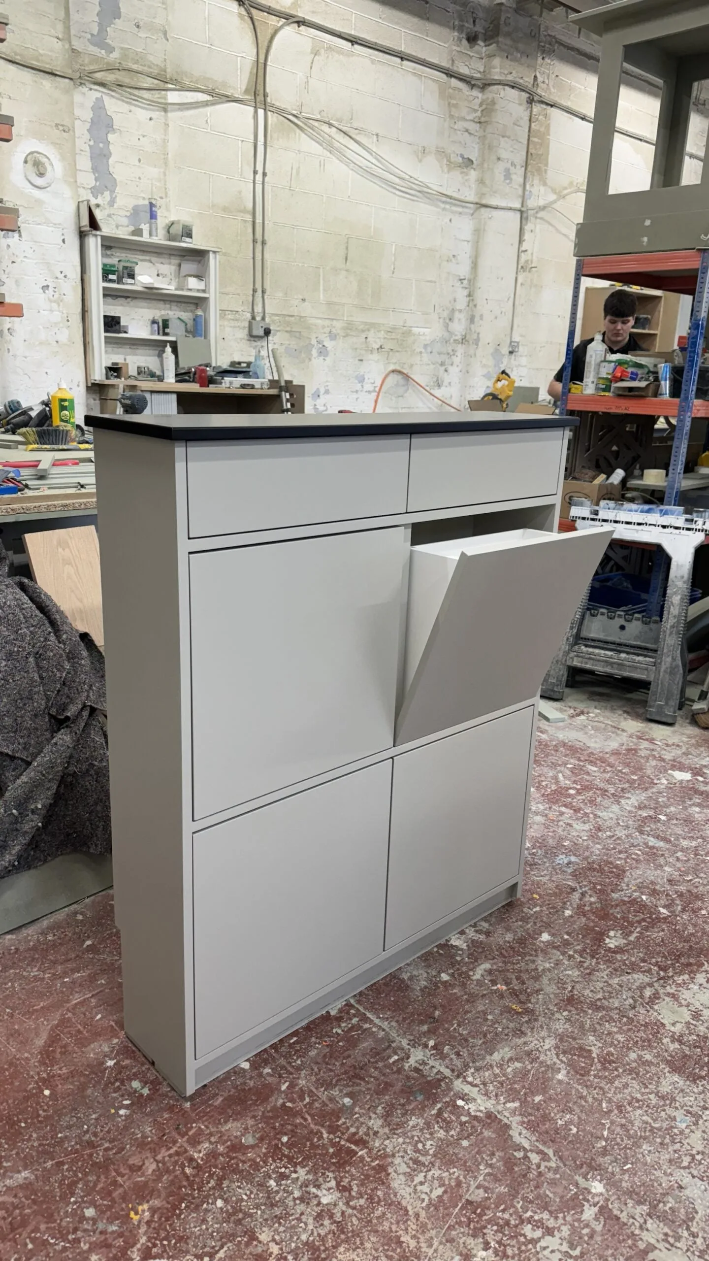 Fold Down Shoe Storage With Drawers