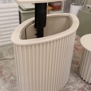 Curved TV box, Motorised TV stand, Reeded design