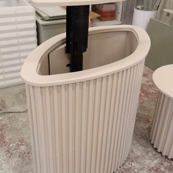 Curved TV box, Motorised TV stand, Reeded design