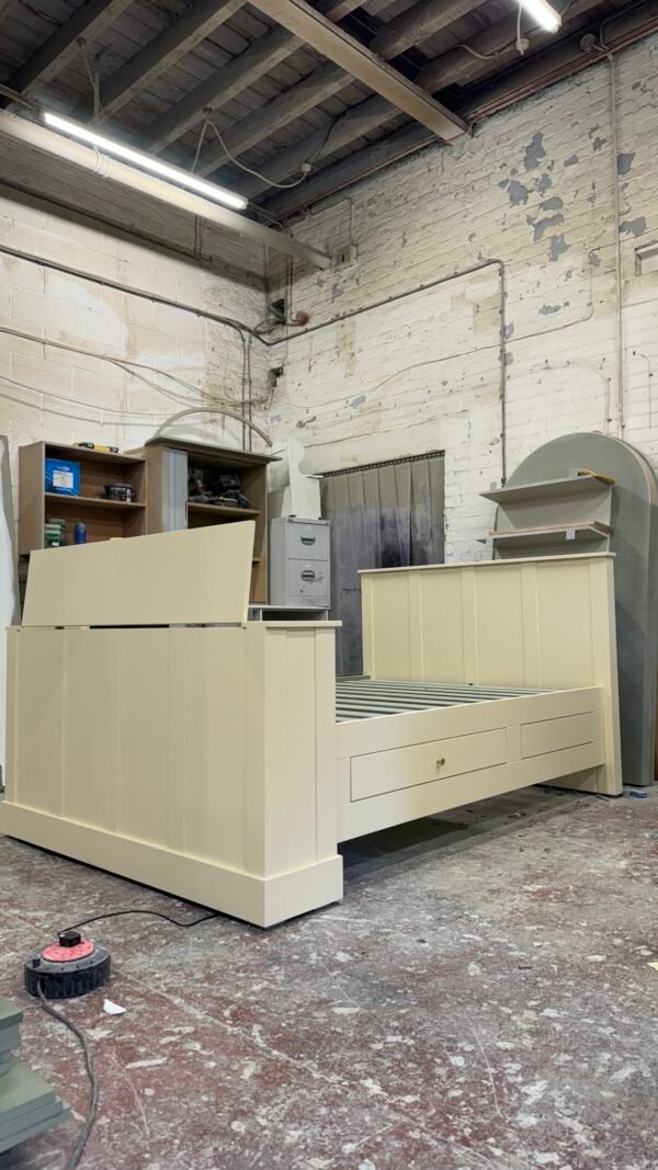 Bespoke Wooden Motorised TV Bed, Cream