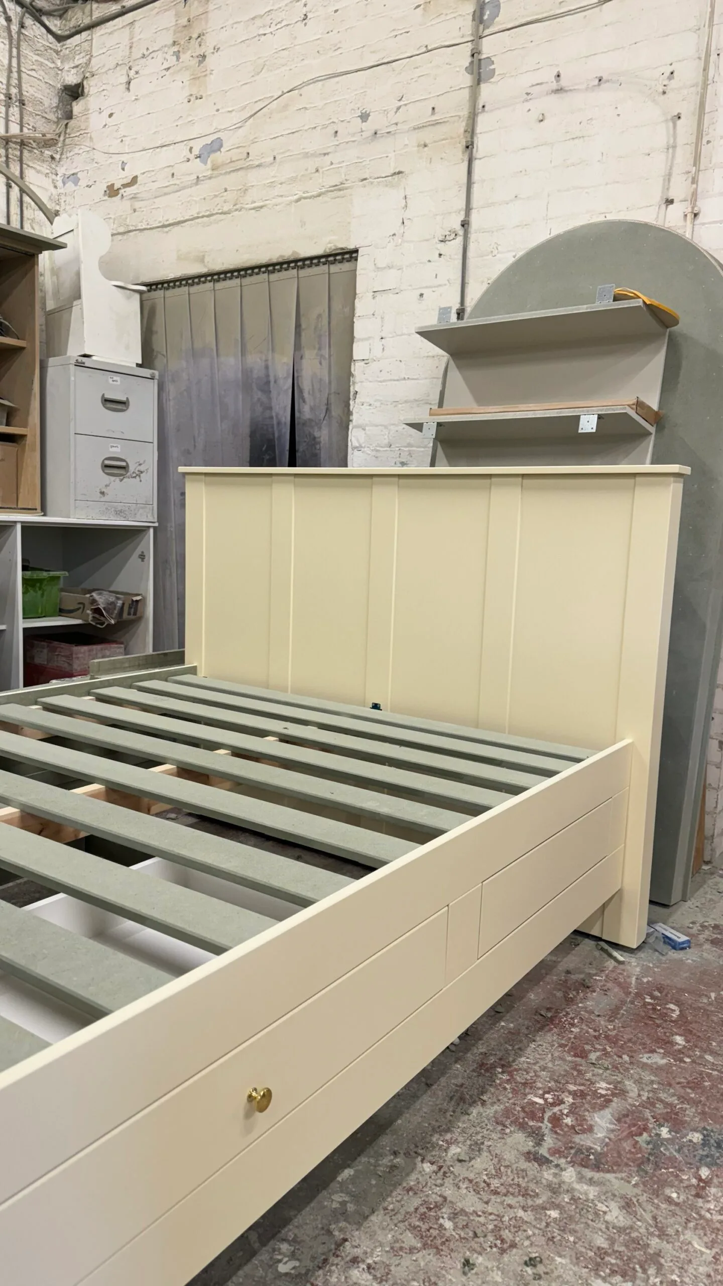 Bespoke Wooden Motorised TV Bed, Cream