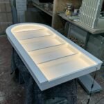 The Glow: Bespoke Slimline Curved Floating Salon Wall Unit