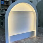 Bespoke Curved Floating Wall Unit with LED Lighting and backing