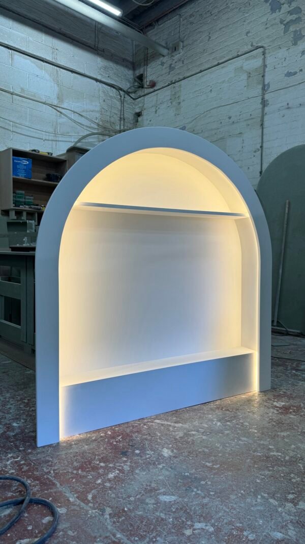 LED-Lit Curved Floating Wall Display Unit