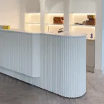Bespoke Reception Desk, Unique Curved Salon Desk