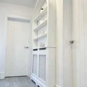 Curved radiator cover bookcase, Curved bookshelf, Solid Pine