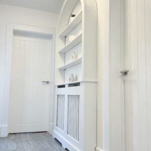 Curved radiator cover bookcase, Curved bookshelf, Solid Pine