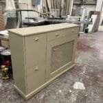 Regency grill radiator cover with shoe storage, drawers (Image, Oxford Stone)