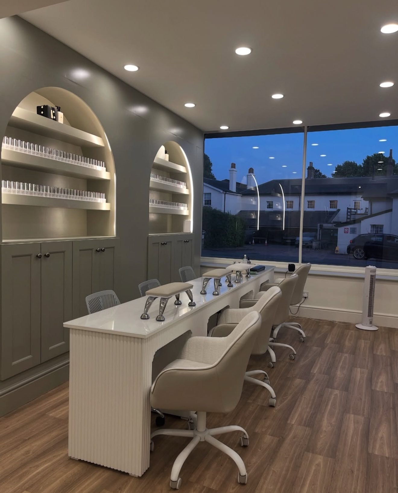 Elegant 3-Station Nail Desk with Durable Construction and Style