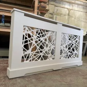 Large White Radiator Cover, Mode Messy Abstract 90cm H x 170cm W x 15cm D
