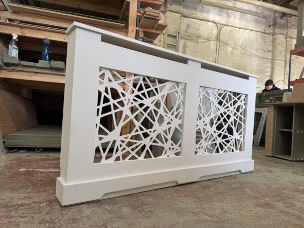 Large White Radiator Cover, Mode Messy Abstract 90cm H x 170cm W x 15cm D