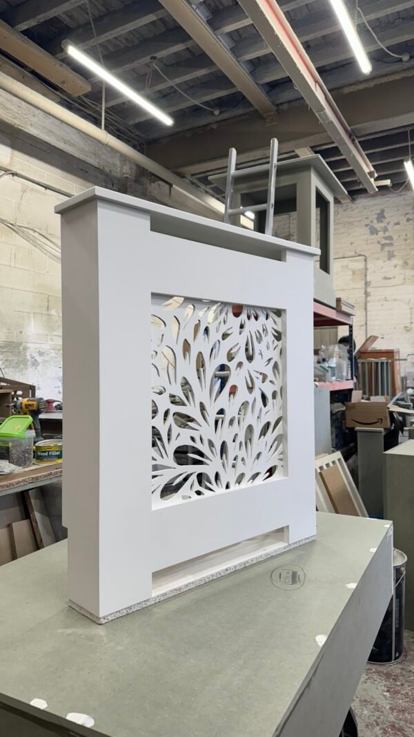Floral grill, White, 85 H x 75 W x 15 D (skirting 15 x 2.5)