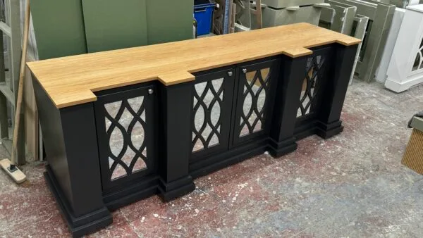 Large Mirrored Sideboard, Solid Oak Top