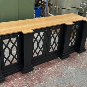 Large Mirrored Sideboard, Solid Oak Top