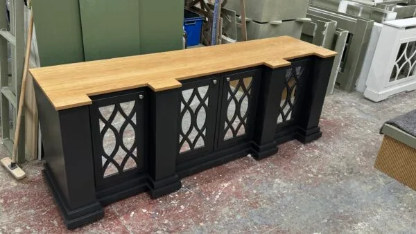 Large Mirrored Sideboard, Solid Oak Top