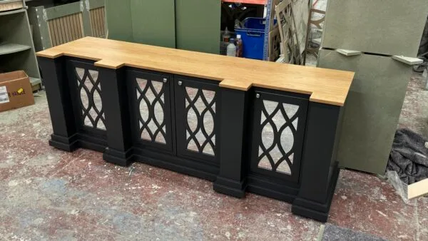 Large Mirrored Sideboard, Solid Oak Top