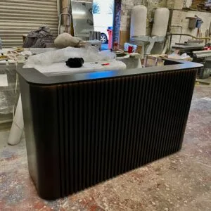 Bespoke Luxury Reception Desk, Black Reeded Design