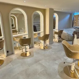 Bespoke Salon Mirror, Curved Mirror, Hair Stylist Mirrored Unit, LED Mirror
