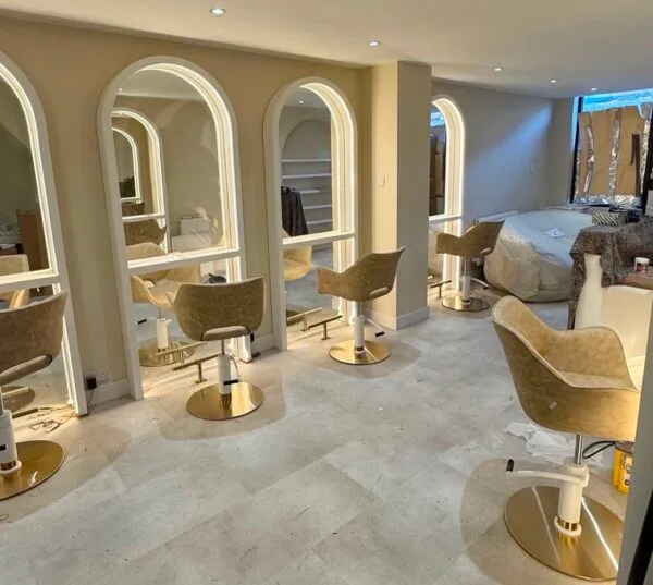 Bespoke Salon Mirror, Curved Mirror, Hair Stylist Mirrored Unit, LED Mirror