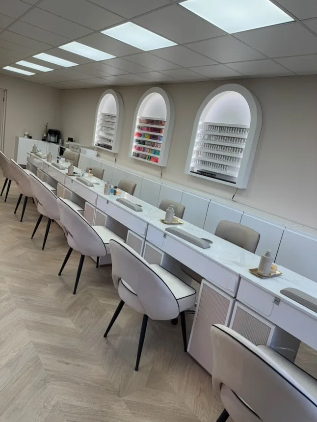 Nail Gel Wall Mount, Bespoke Curved Nail Varnish Display with LED Lighting