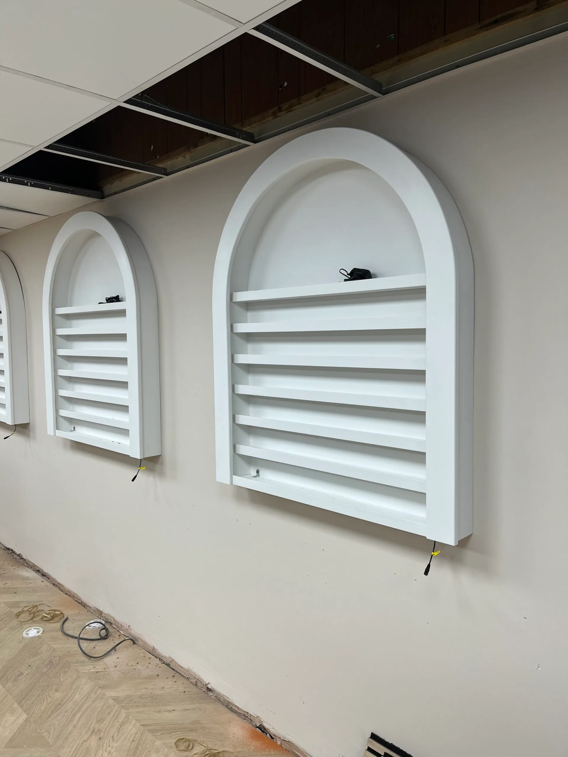 Nail Gel Wall Mount, Bespoke Curved Nail Varnish Display with LED Lighting