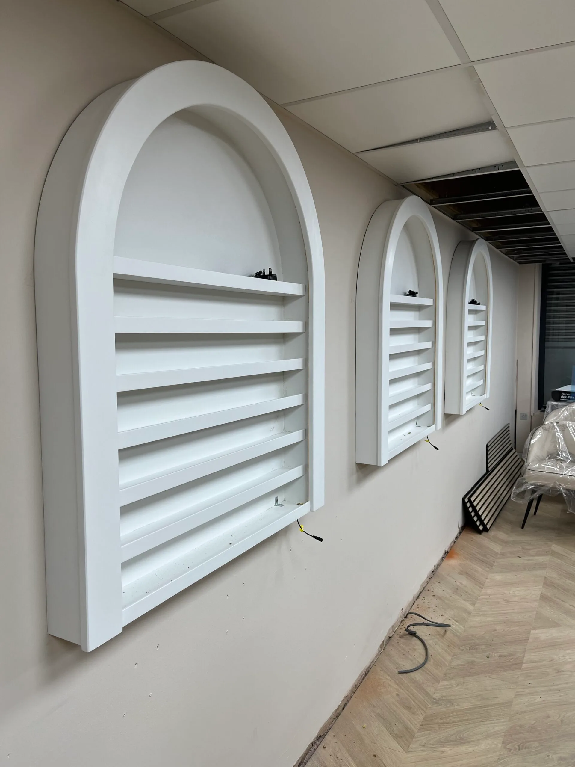 Nail Gel Wall Mount, Bespoke Curved Nail Varnish Display with LED Lighting