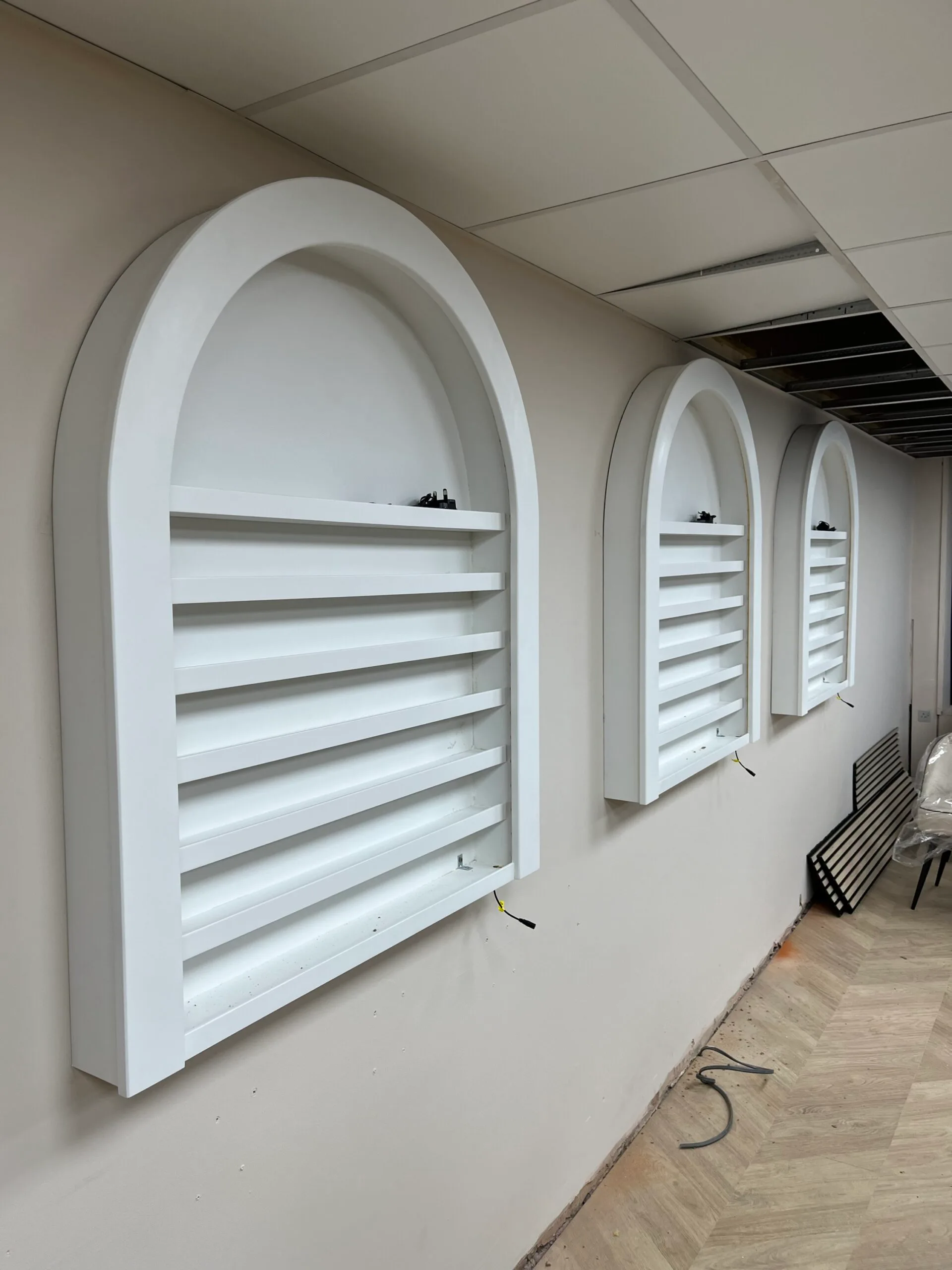 Nail Gel Wall Mount, Bespoke Curved Nail Varnish Display with LED Lighting