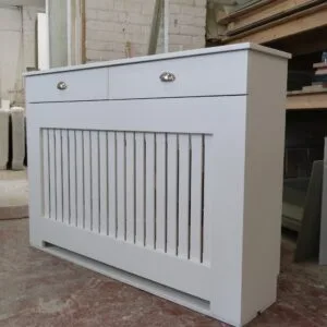 Medium White Radiator Cover, With Drawers 100cm H x 130cm W x 18cm D