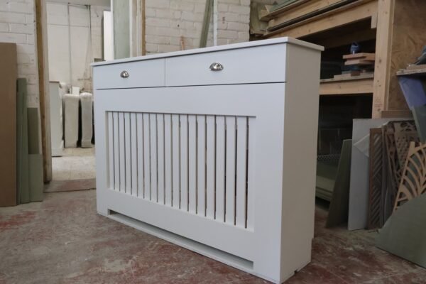 Medium White Radiator Cover, With Drawers 100cm H x 130cm W x 18cm D