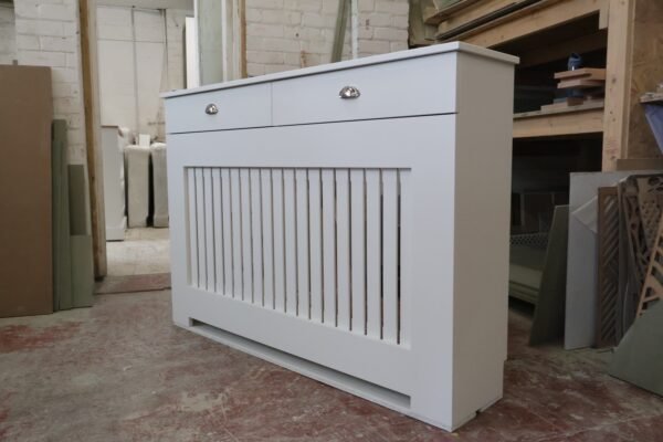 Medium White Radiator Cover, With Drawers 100cm H x 130cm W x 18cm D