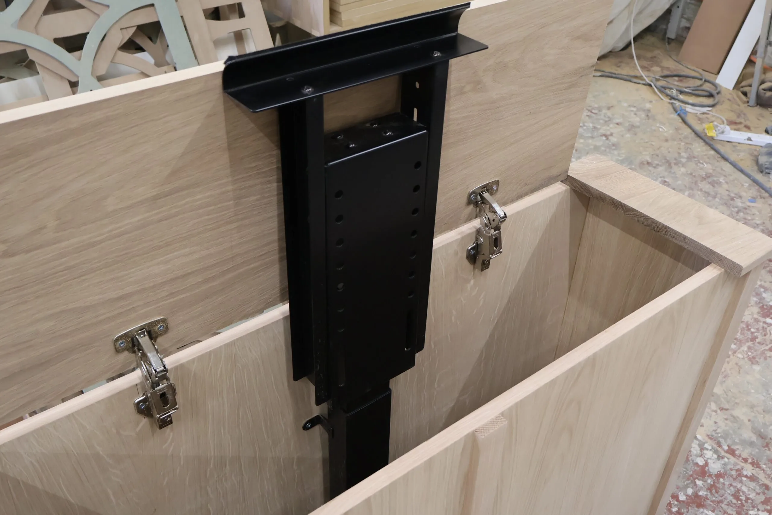 Solid Oak TV Stand, Motorised TV Box