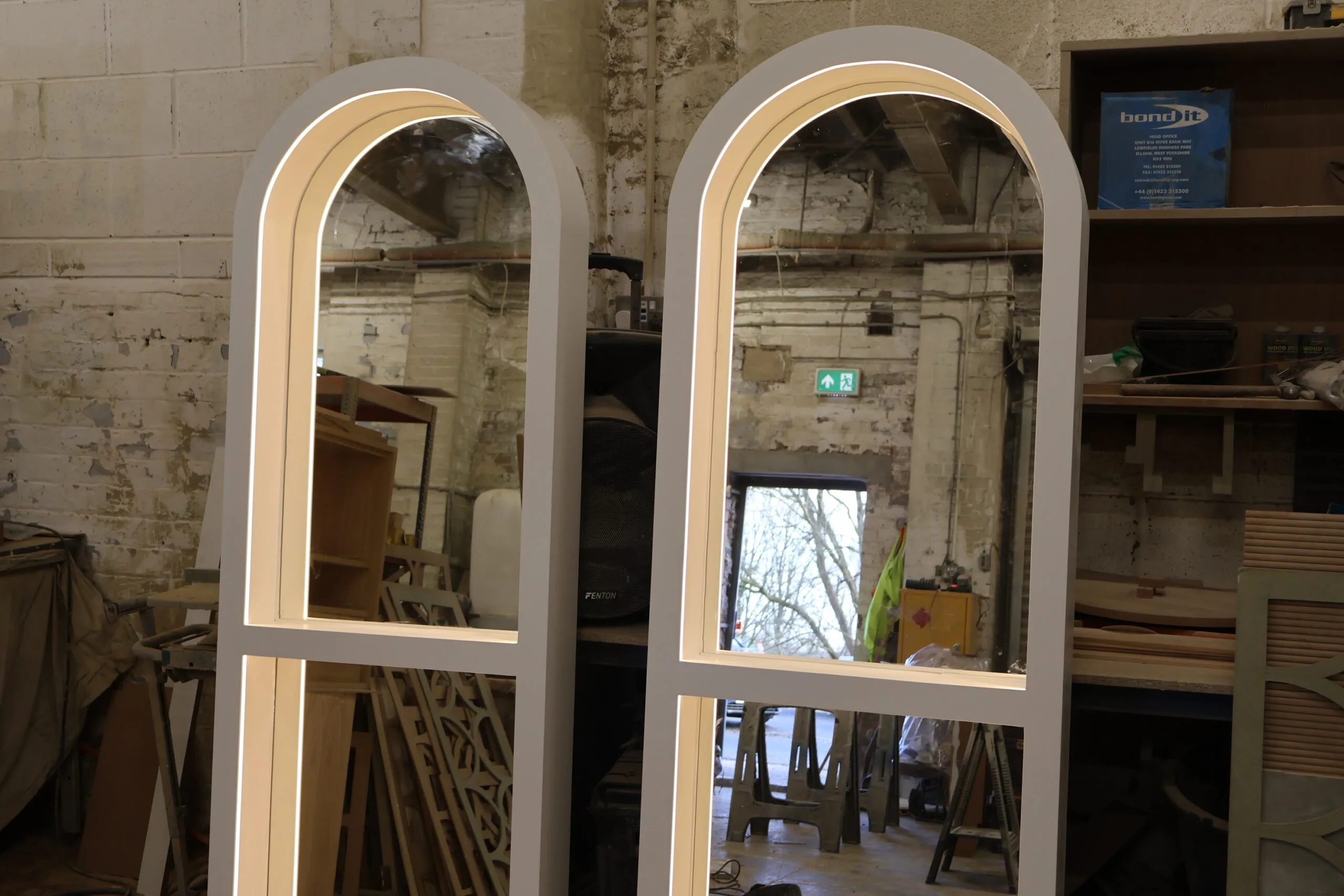 Bespoke Salon Mirror, Curved Mirror, Two Hair Stylist Mirrors, LED Lighting