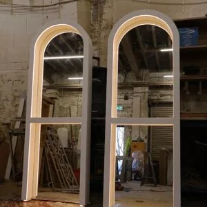 Bespoke Salon Mirror, Curved Mirror, Two Hair Stylist Mirrors, LED Lighting