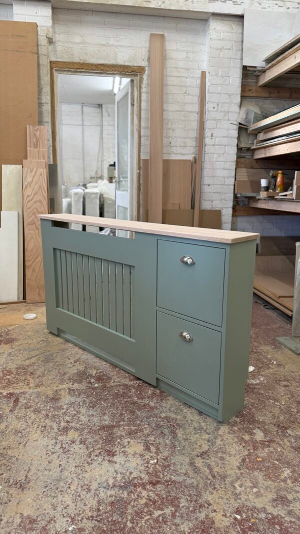 Radiator Cover with Shoe Storage and a Solid Oak Top
