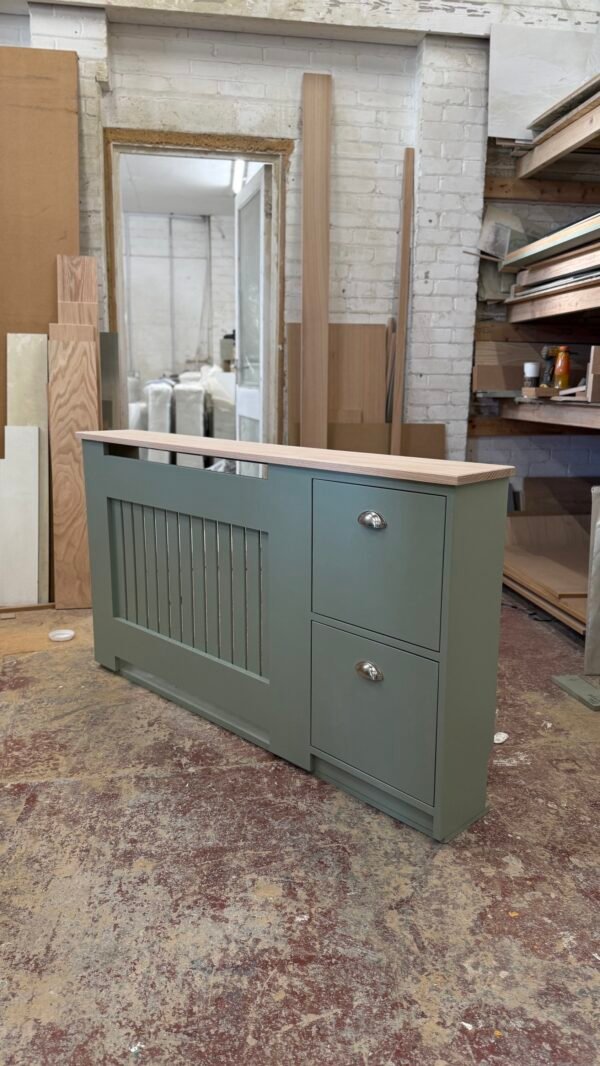 Radiator Cover with Shoe Storage and a Solid Oak Top
