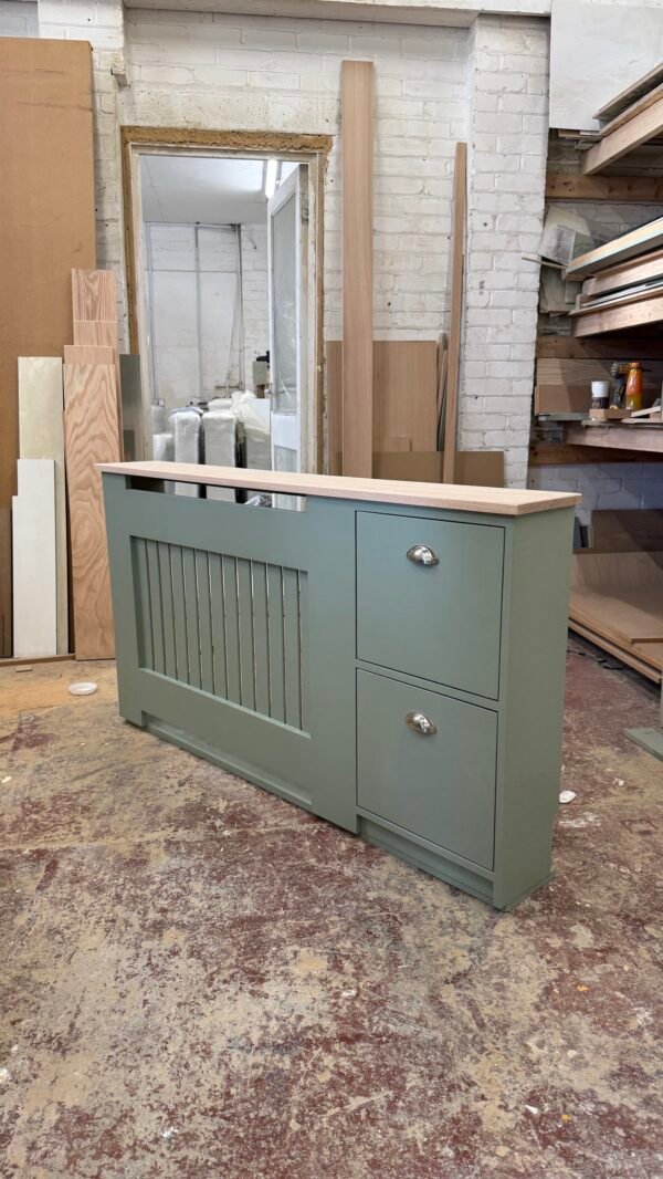 Radiator Cover with Shoe Storage and a Solid Oak Top