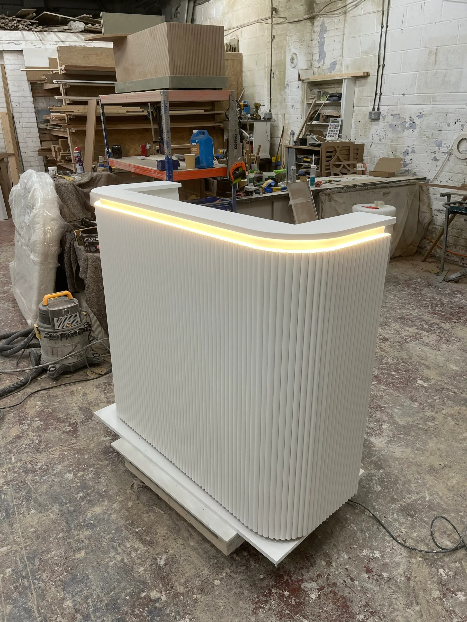 Bespoke Luxury Reception Desk, Reeded Reception Desk with LED lights