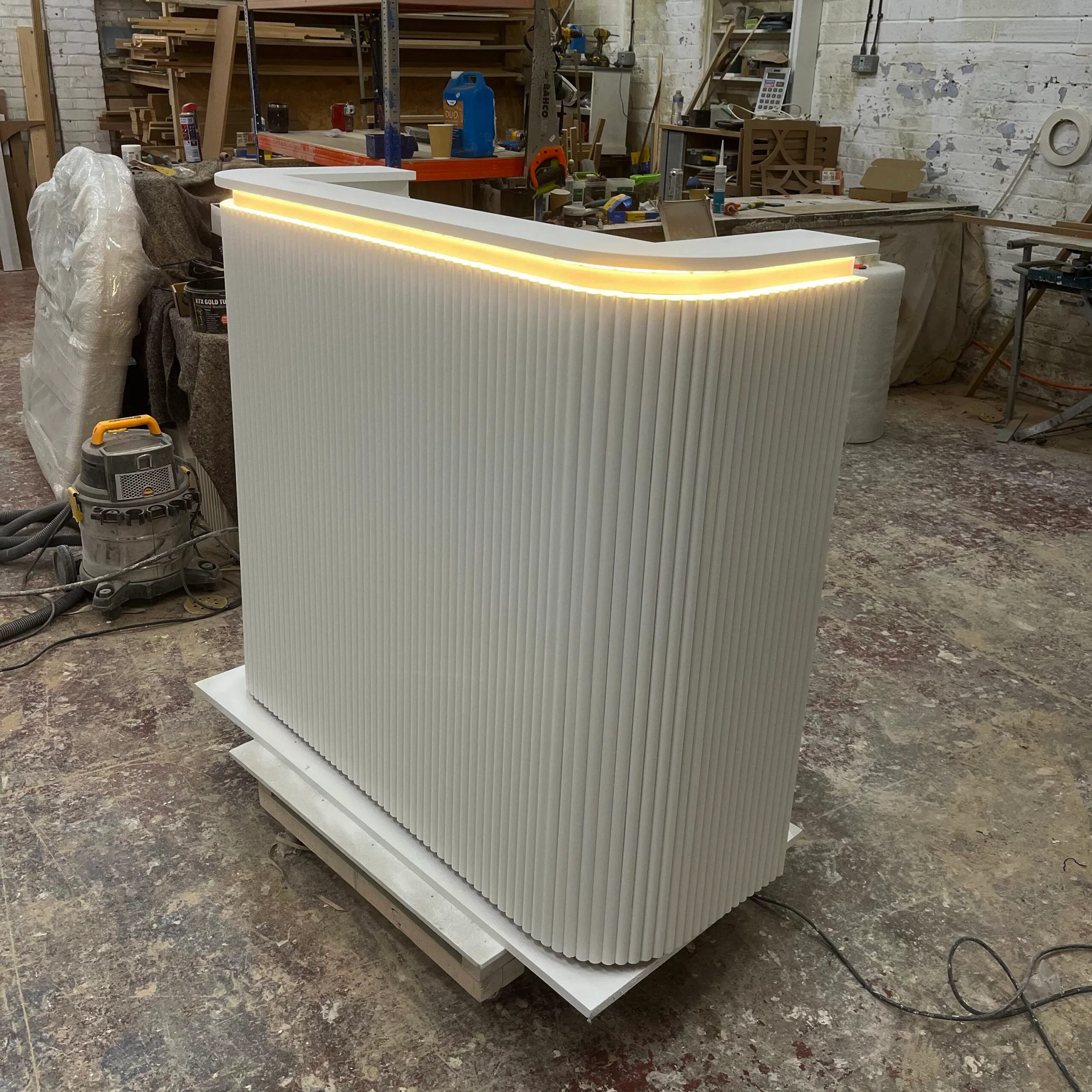 Bespoke Luxury Reception Desk, Reeded Reception Desk with LED lights