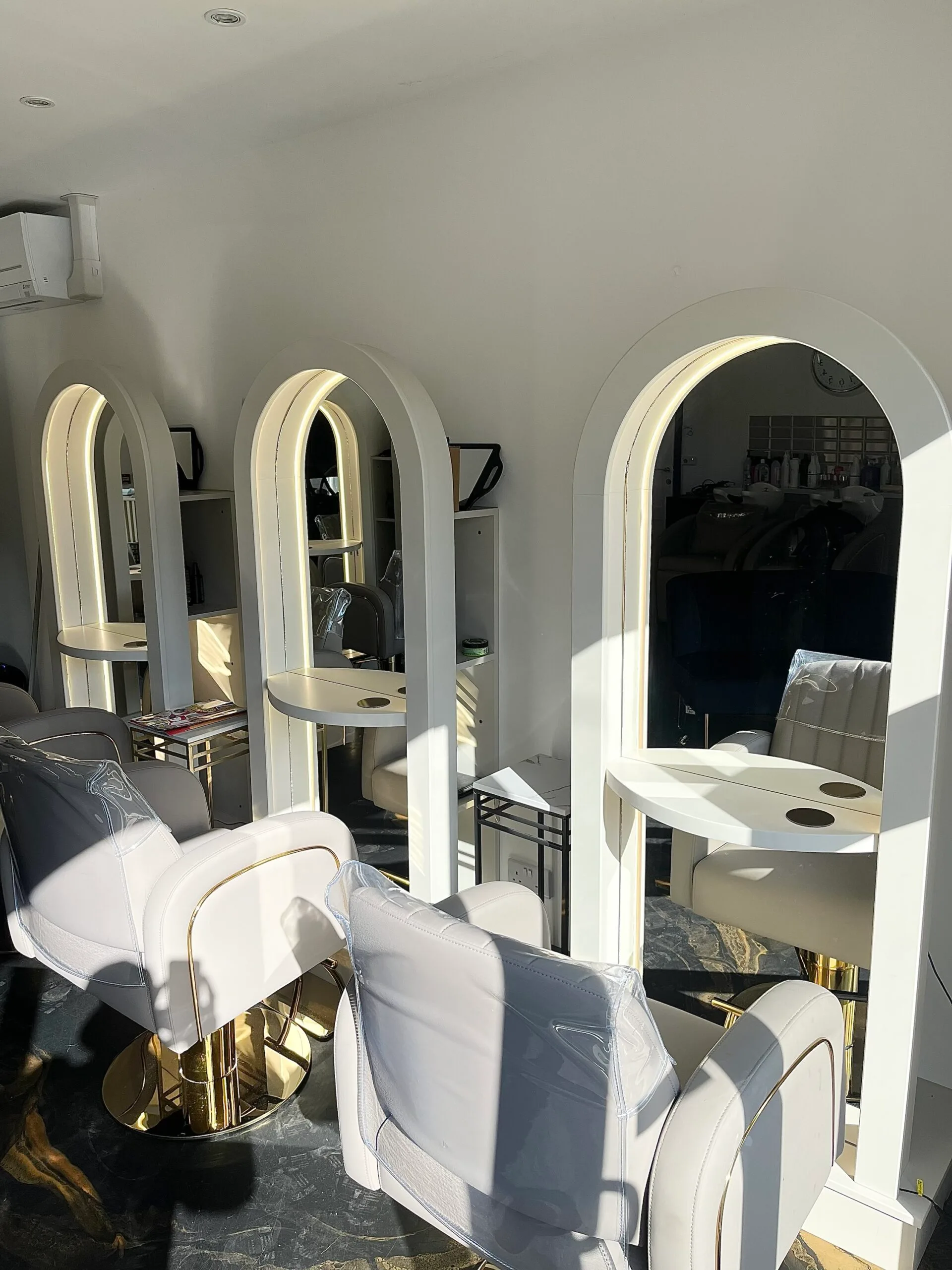 Bespoke Salon Mirror, Curved Mirror, Small LED Mirror, Storage - Image 5