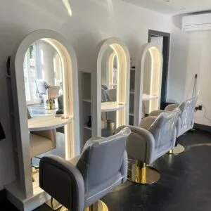 Bespoke Salon Mirror, Curved Mirror, Small LED Mirror, Storage