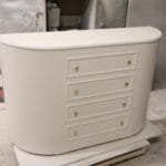 Curved TV Stand, Motorised TV Box, Faux drawer front