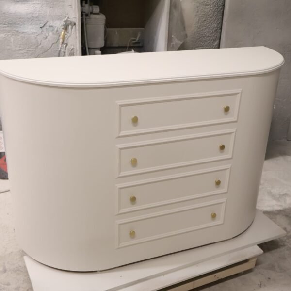 Curved TV Stand, Motorised TV Box, Faux drawer front