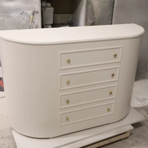 Curved TV Stand, Motorised TV Box, Faux drawer front