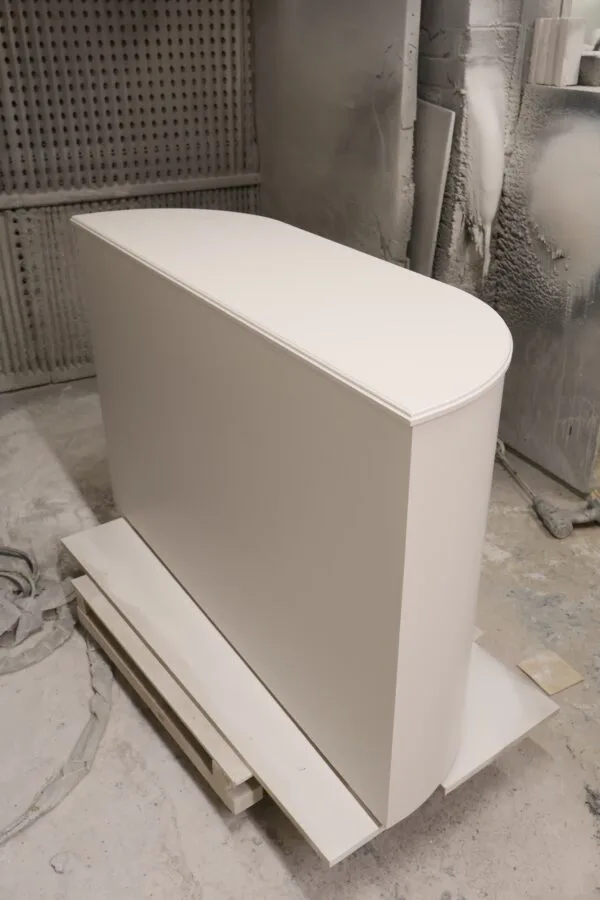 Curved TV Stand, Motorised TV Box, Faux drawer front