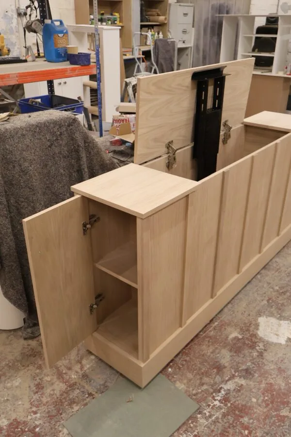 Solid Oak TV Unit, Motorised TV Box With Storage