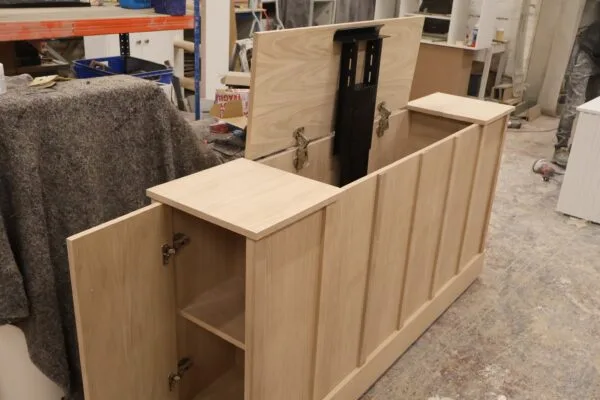 Solid Oak TV Unit, Motorised TV Box With Storage